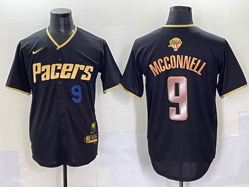 Men 2025 Indiana Pacers 9 Mcconnell Black Joint Name NBA Jersey style 23